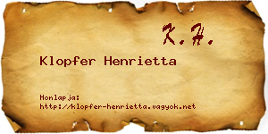Klopfer Henrietta névjegykártya